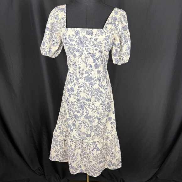 Just Found Dresses & Skirts - Just Found Blue & White Toile Cottagecore Prairie Dress Open Back Midi, size M